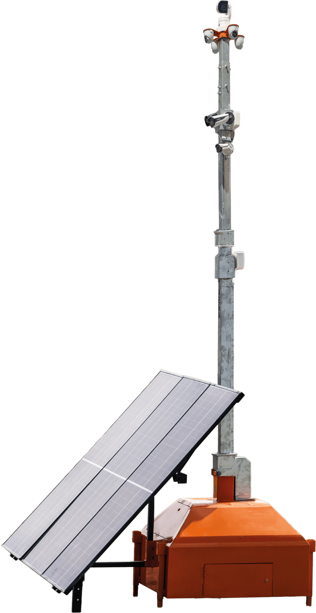 High-tech solar CCTV camera pole for security surveillance and renewable energy solutions.