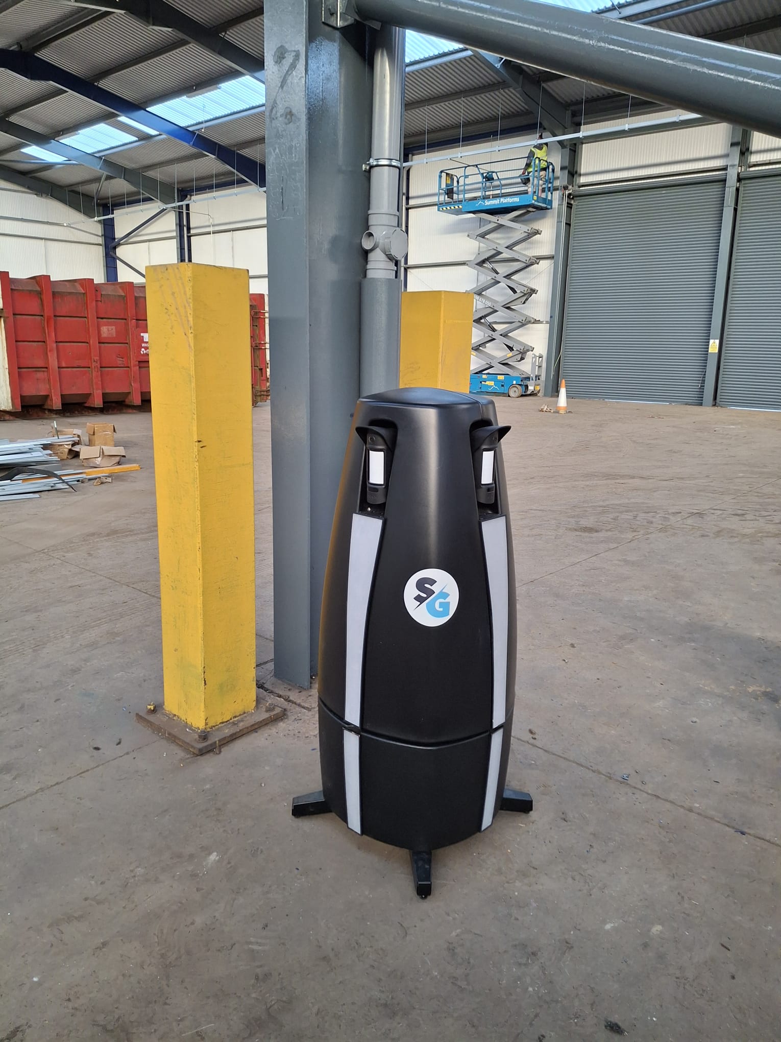 Robotic cleaning device used for efficient industrial sanitation and maintenance.